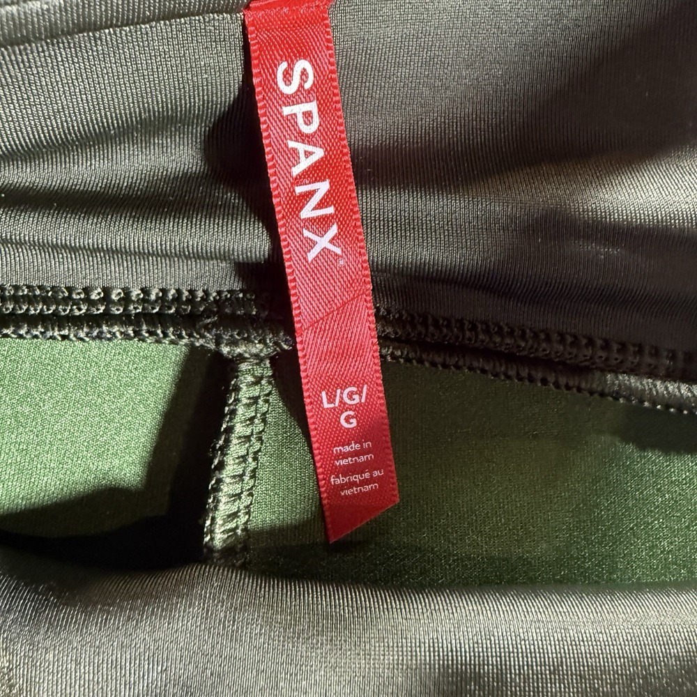 Spanx Leggings Pants Womens Large Green Pull On Stretch Faux Suede - Picture 3 of 6